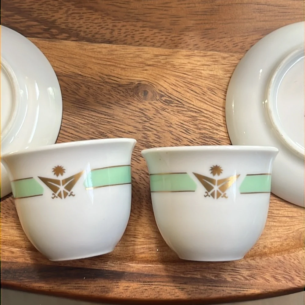 Vintage MCM LaGardo Tackett Schmid Japan Porcelain Espresso 2 Cups & 2 Saucers
